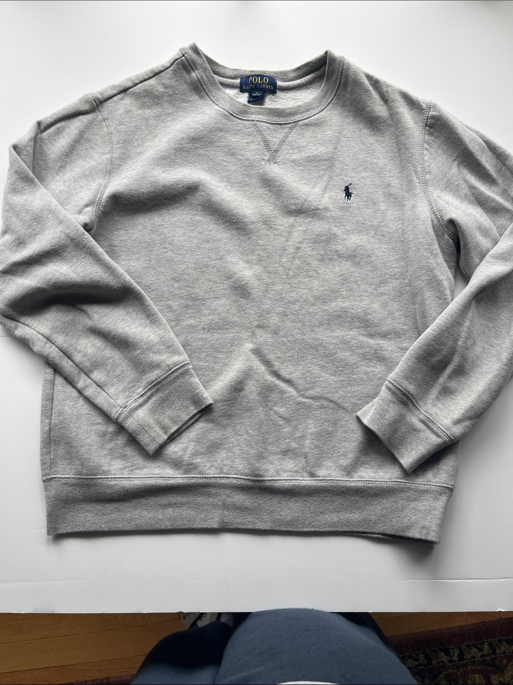 Polo by Ralph Lauren Boys Large Light Gray Crewneck Sweatshirt with Navy Pony
